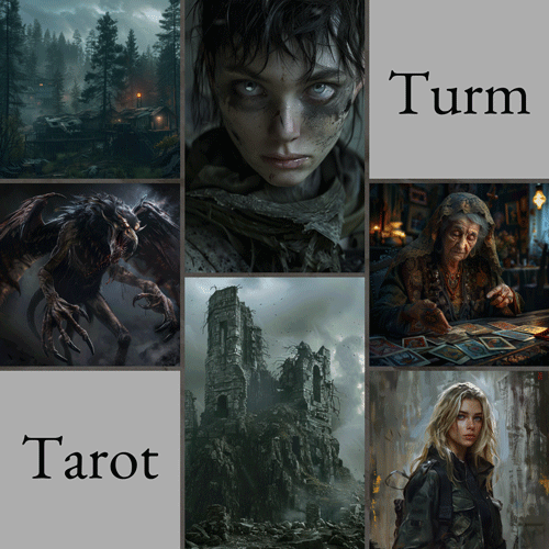 Moodboard Turm und Tarot