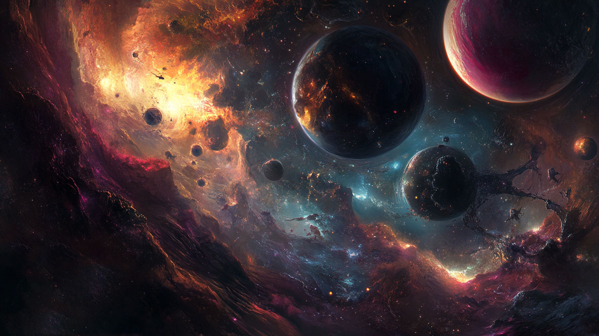 Darkadium Header - KI Bild des Multiversums "Darkadium" by Midjourney