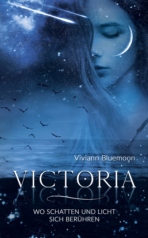 Buchcover in Blautönen "Victoria" von Viviann Bluemoon